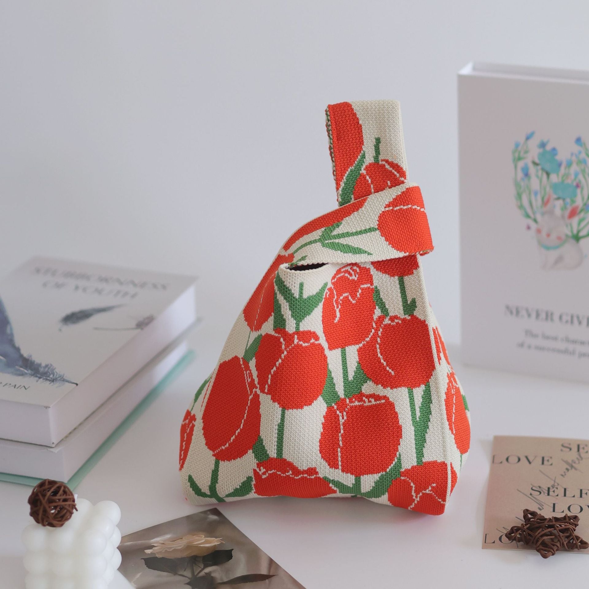 Wedding candy knitted bag, baby birthday favor bag, woven bag, holiday gift bag, children's first birthday gift tote bag