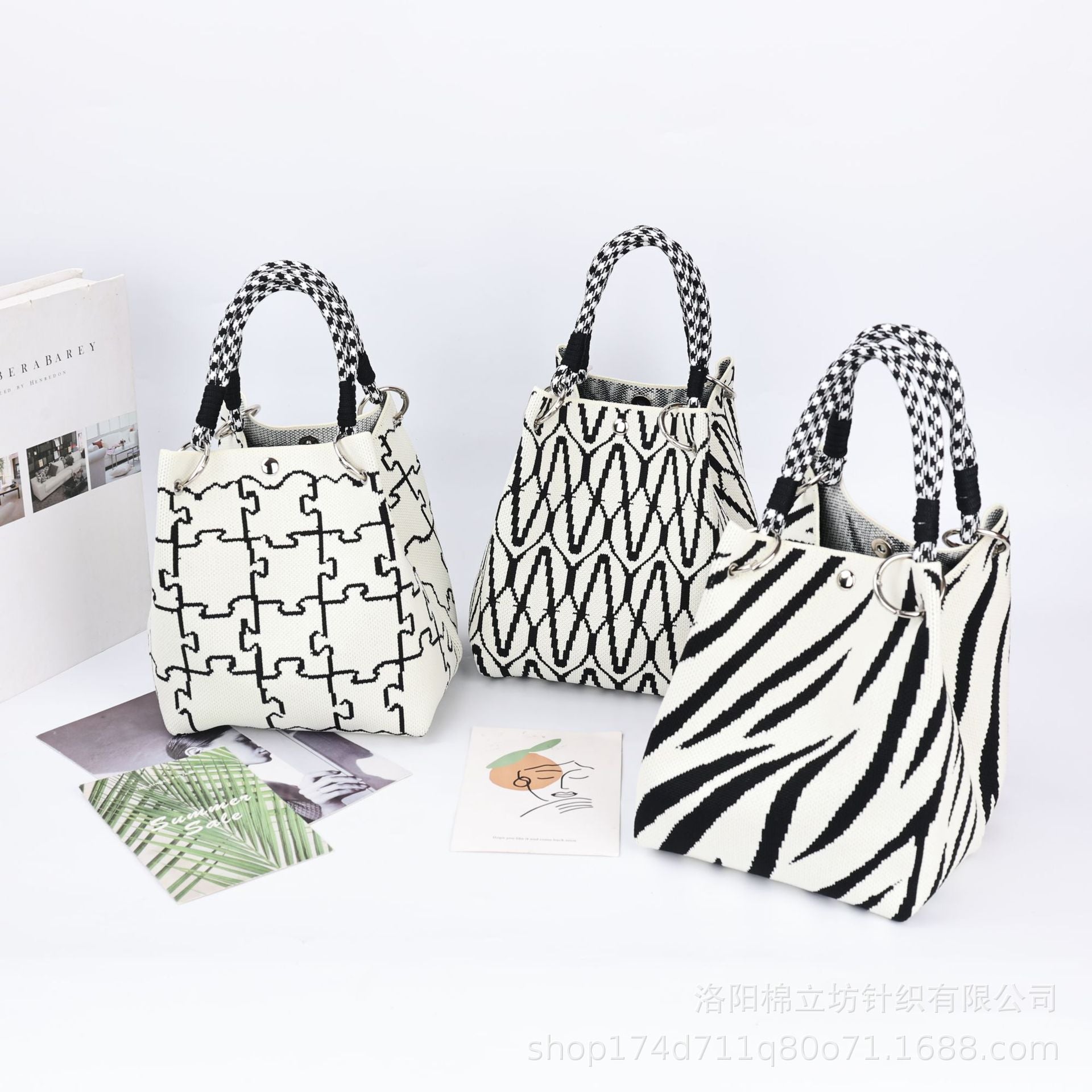 Korean style new Chanel-inspired rope knot handbag, knitted tote bag, casual and versatile small cloth bag, storage bag for women.