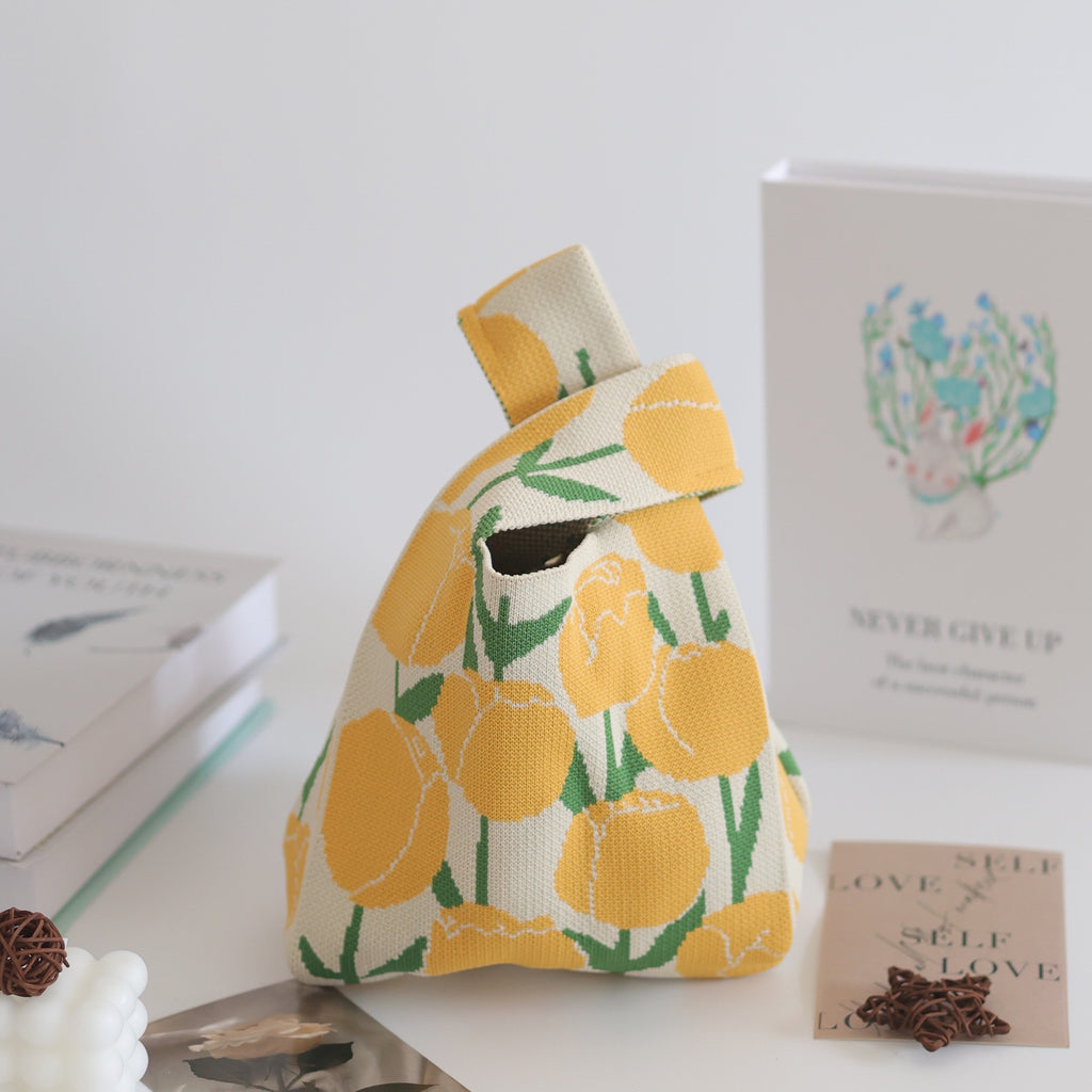 Wedding candy knitted bag, baby birthday favor bag, woven bag, holiday gift bag, children's first birthday gift tote bag