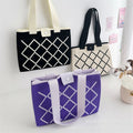 New diamond-patterned handwoven fashionable and versatile large-capacity tote bag/shoulder bag/woman's handbag