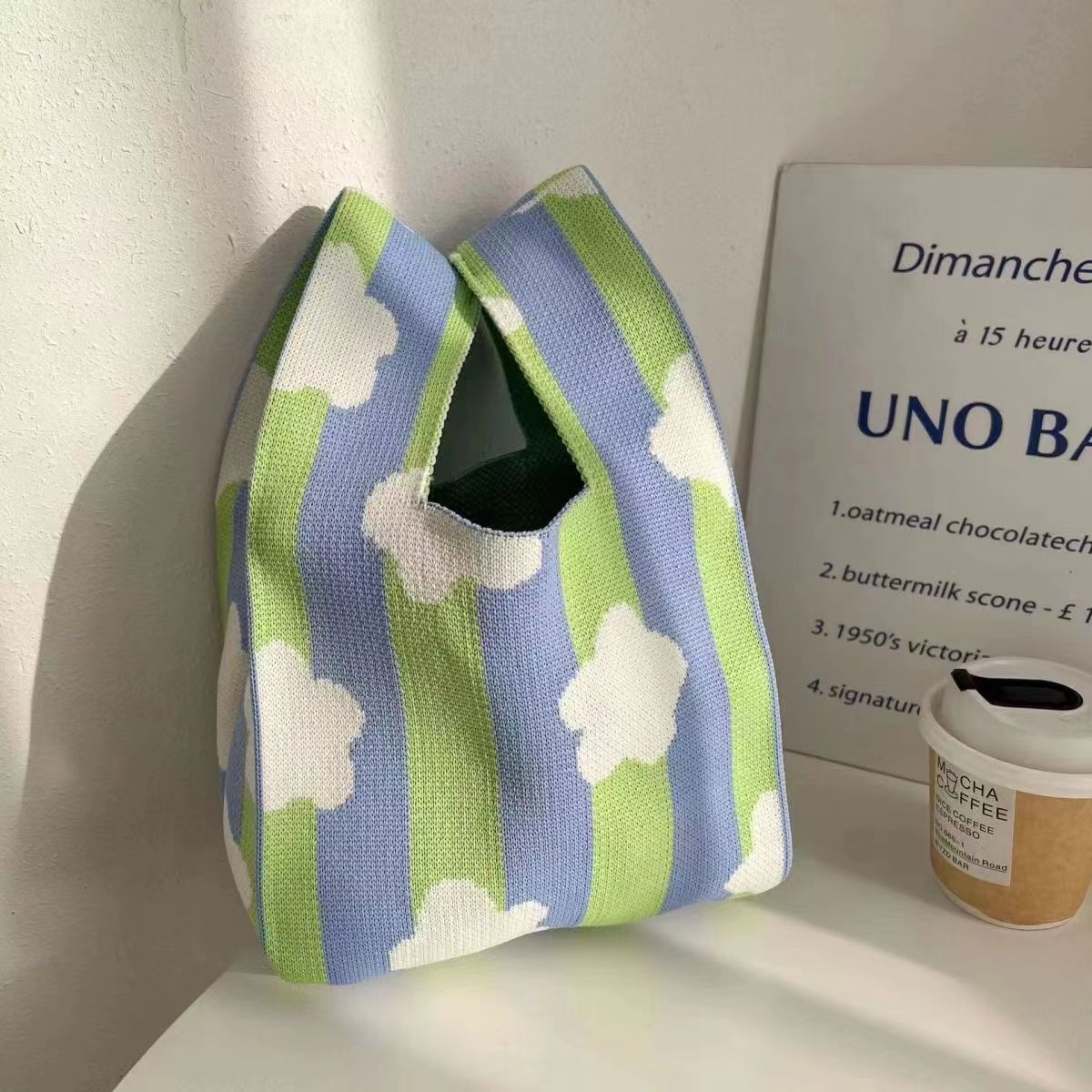 Wedding candy knitted bag, baby birthday favor bag, woven bag, holiday gift bag, children's first birthday gift tote bag